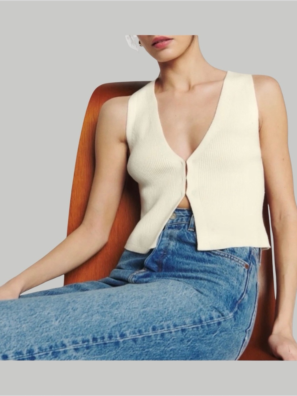 Reformation Myrtle Cream Sleeveless V-Neck Vest Top SZ Small Chic EUC - Picture 1 of 7